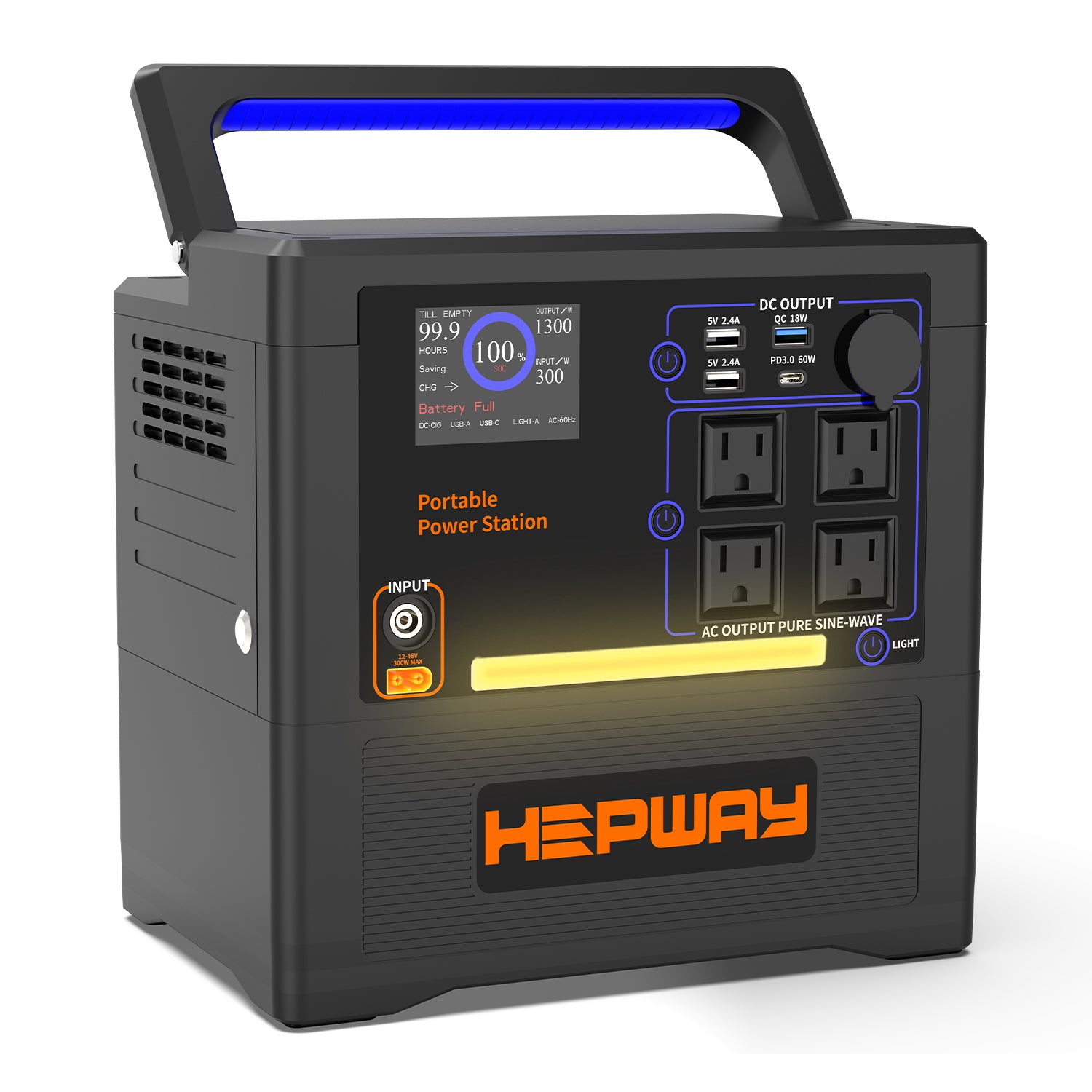 HEPWAY Euler P1300 Portable Power Station, 1300W 1154Wh Solar Generator(US Standard)