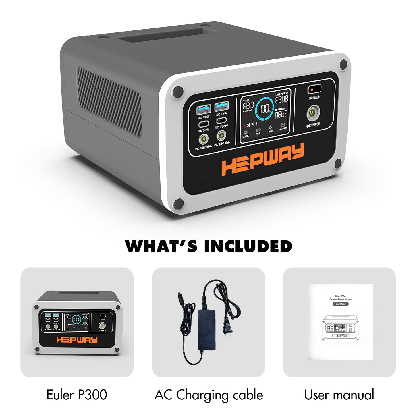 HEPWAY H30 Portable Power Station, 300W 288Wh Solar Generator(US Standard)