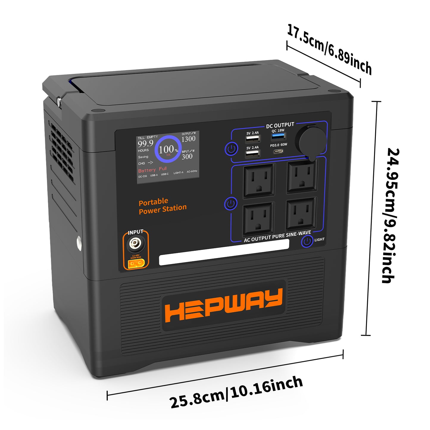 HEPWAY Euler P1300 Portable Power Station, 1300W 1154Wh Solar Generator(US Standard)