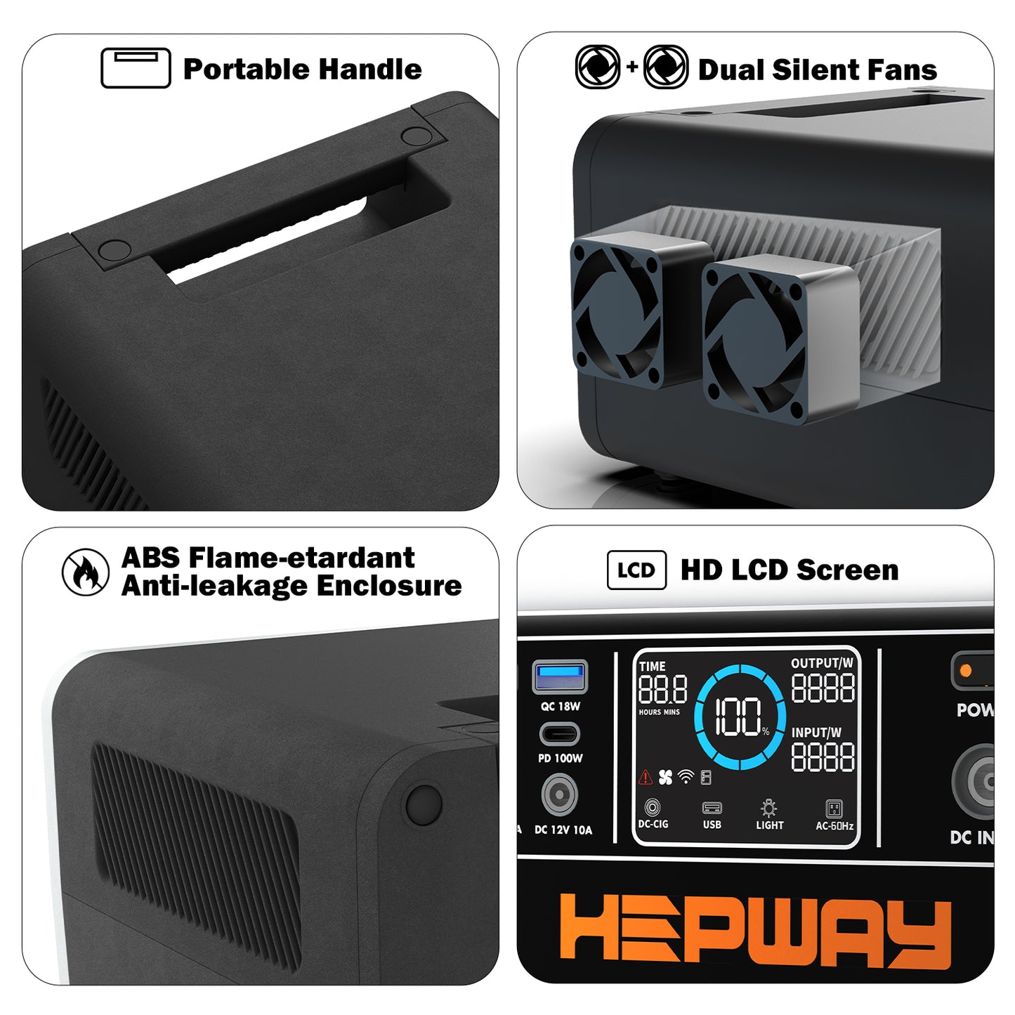 HEPWAY H30 Portable Power Station, 300W 288Wh Solar Generator(US Standard)