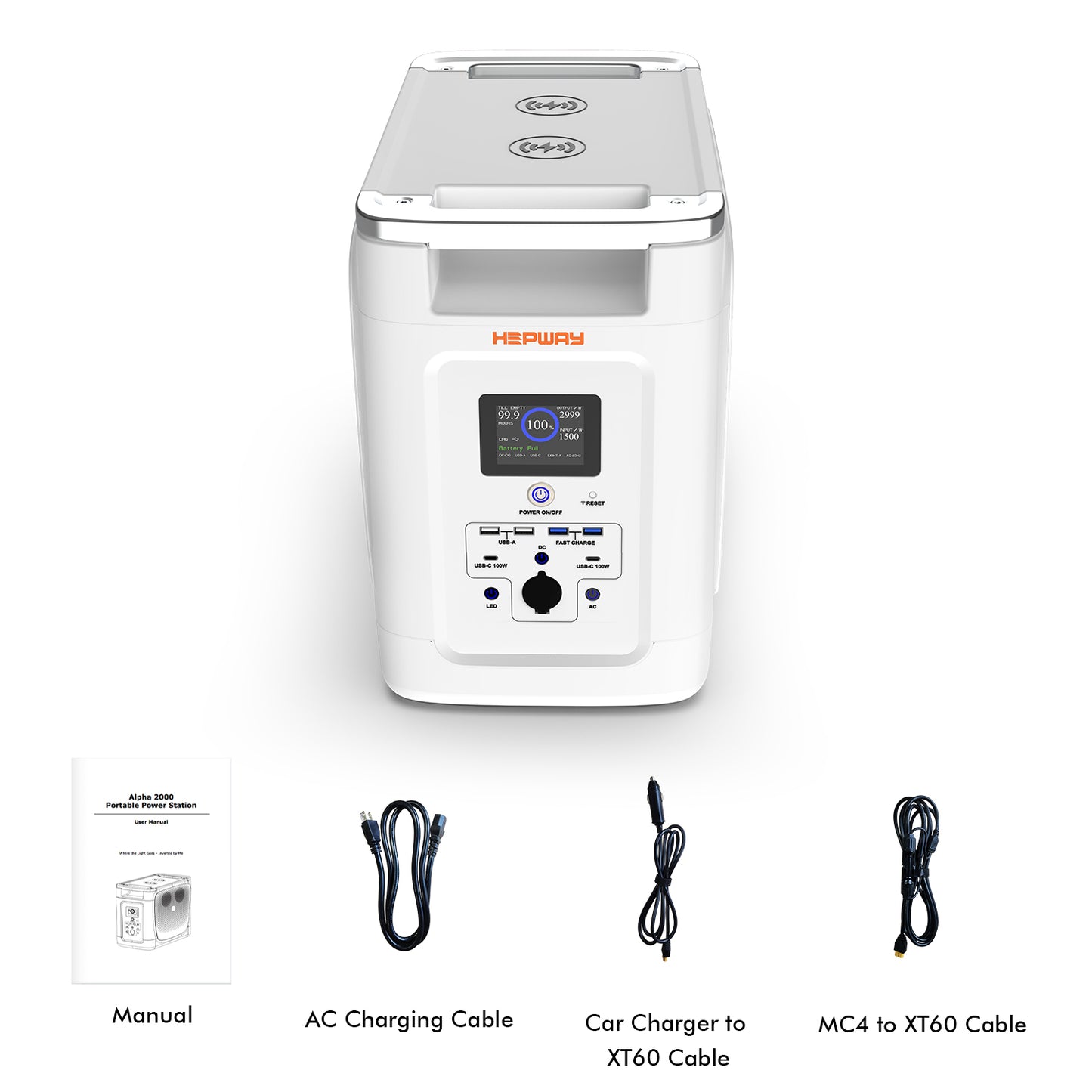 HEPWAY Alpha2000 Portable Power Station, 2000W 2048Wh Solar Generator(EU Standard)