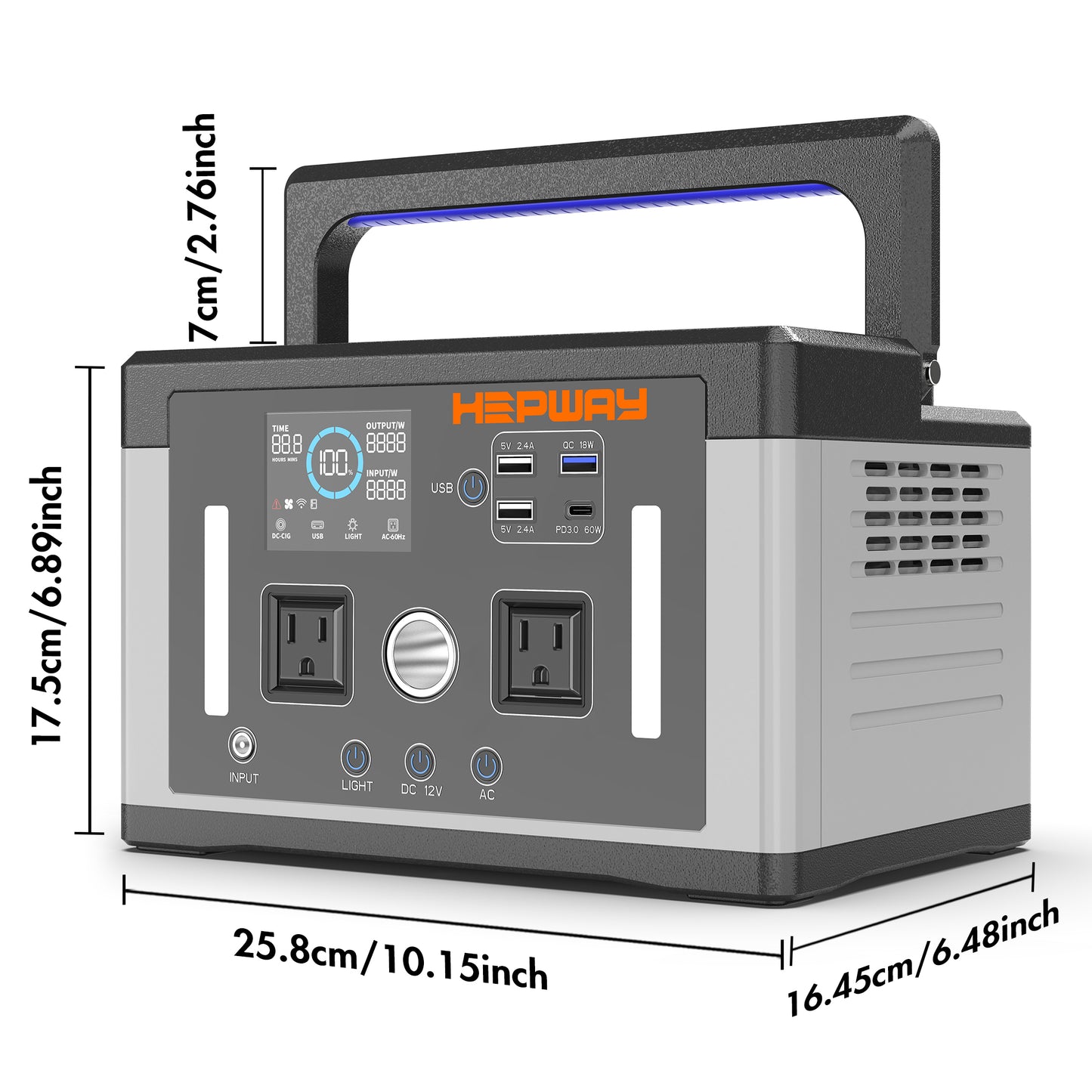 HEPWAY Euler P700 Portable Power Station, 700W 577Wh Solar Generator(US Standard)