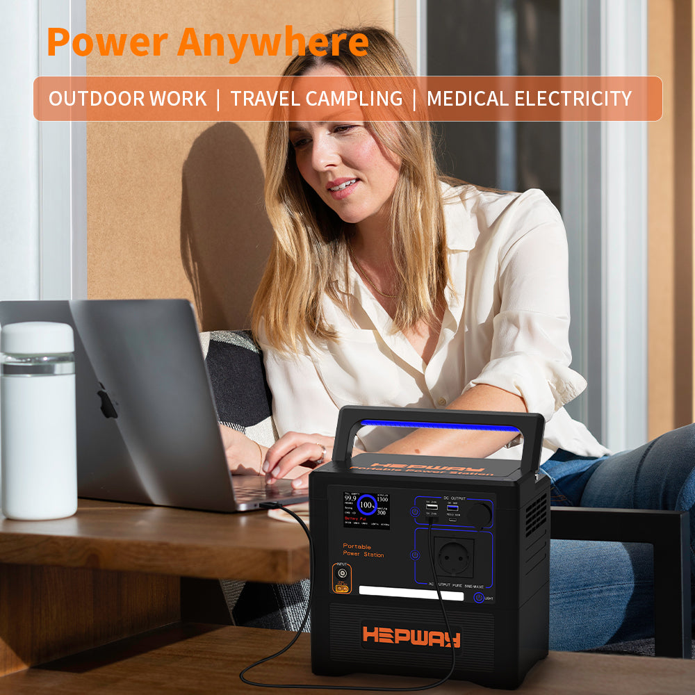 HEPWAY Euler P1300 Portable Power Station, 1300W 1154Wh Solar Generator(EU Standard)