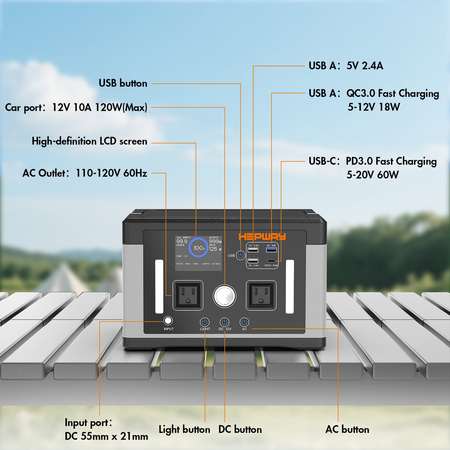 HEPWAY Euler P700 Portable Power Station, 700W 577Wh Solar Generator(US Standard)