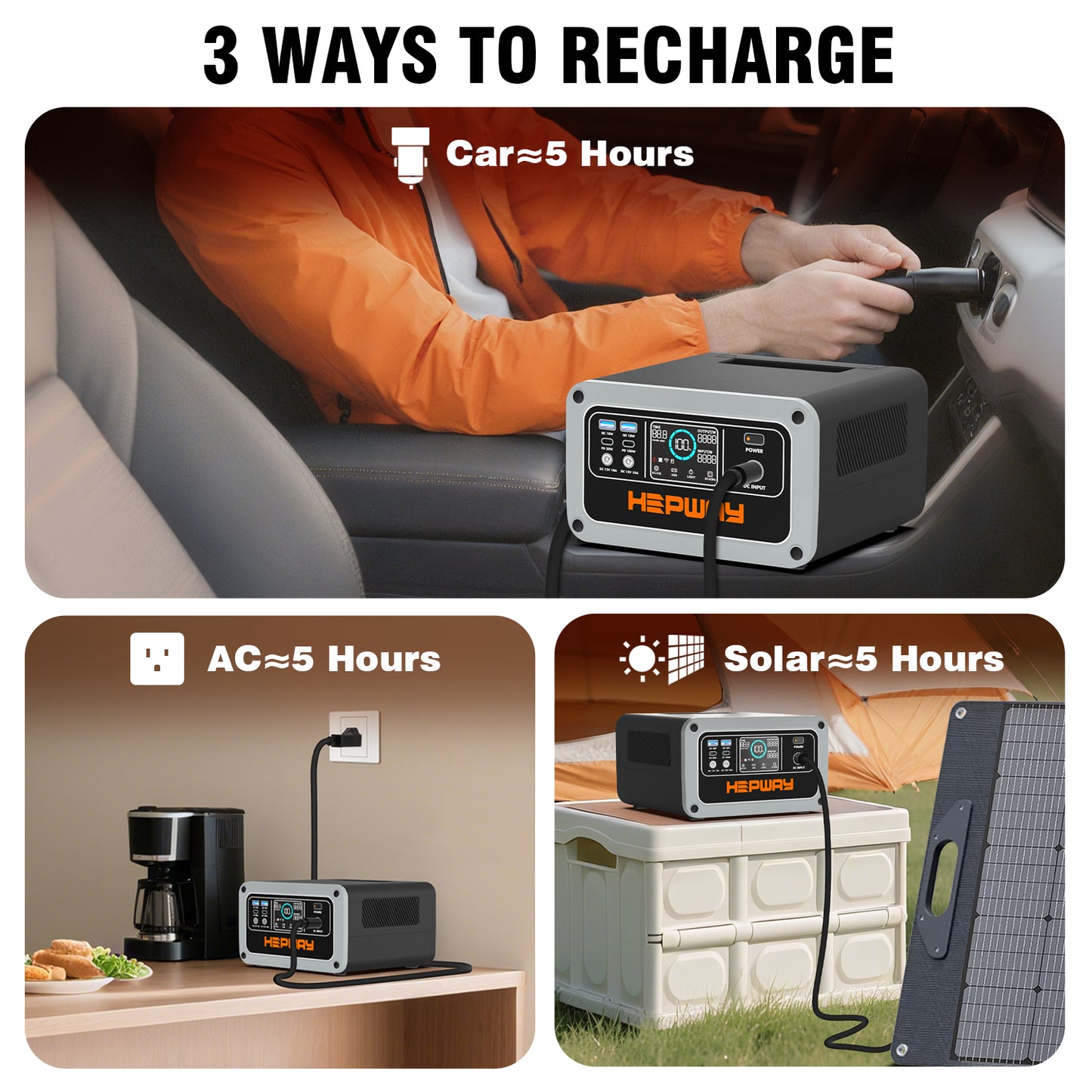 HEPWAY H30 Portable Power Station, 300W 288Wh Solar Generator(US Standard)