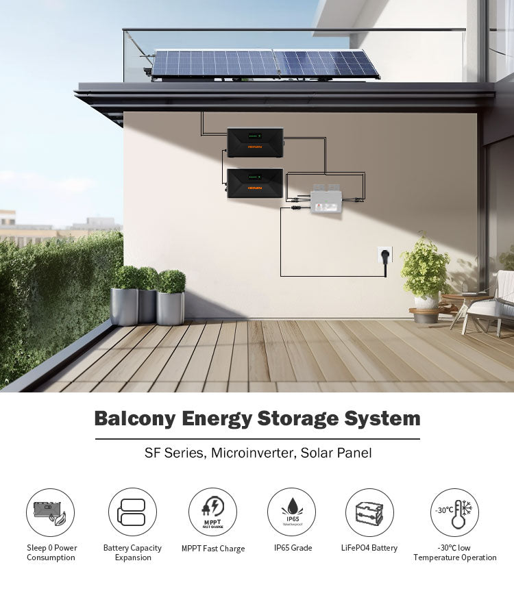 HEPWAY Balcony Solar Storage System w/ SF100D Battery