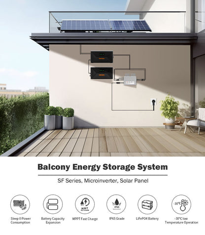 HEPWAY Balcony Solar Storage System w/ SF100-E & SF100X Batteries