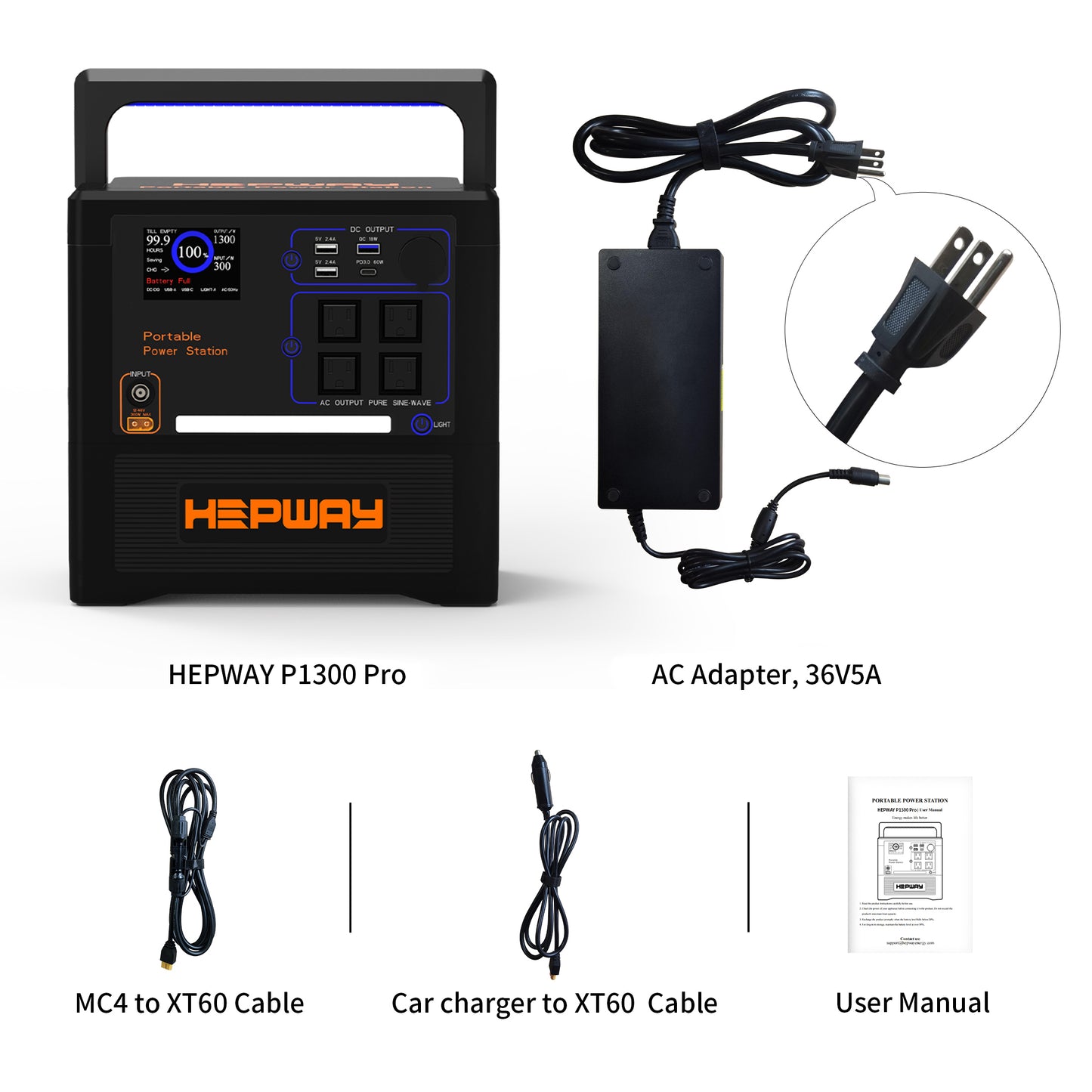 HEPWAY Euler P1300 Portable Power Station, 1300W 1154Wh Solar Generator(US Standard)