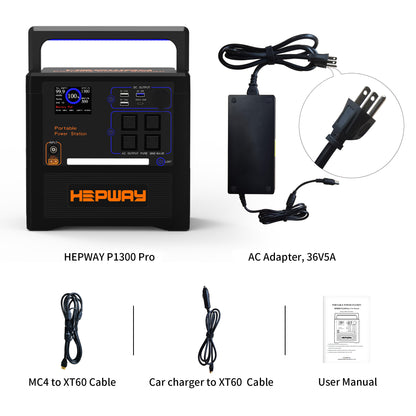 HEPWAY Euler P1300 Portable Power Station, 1300W 1154Wh Solar Generator(US Standard)