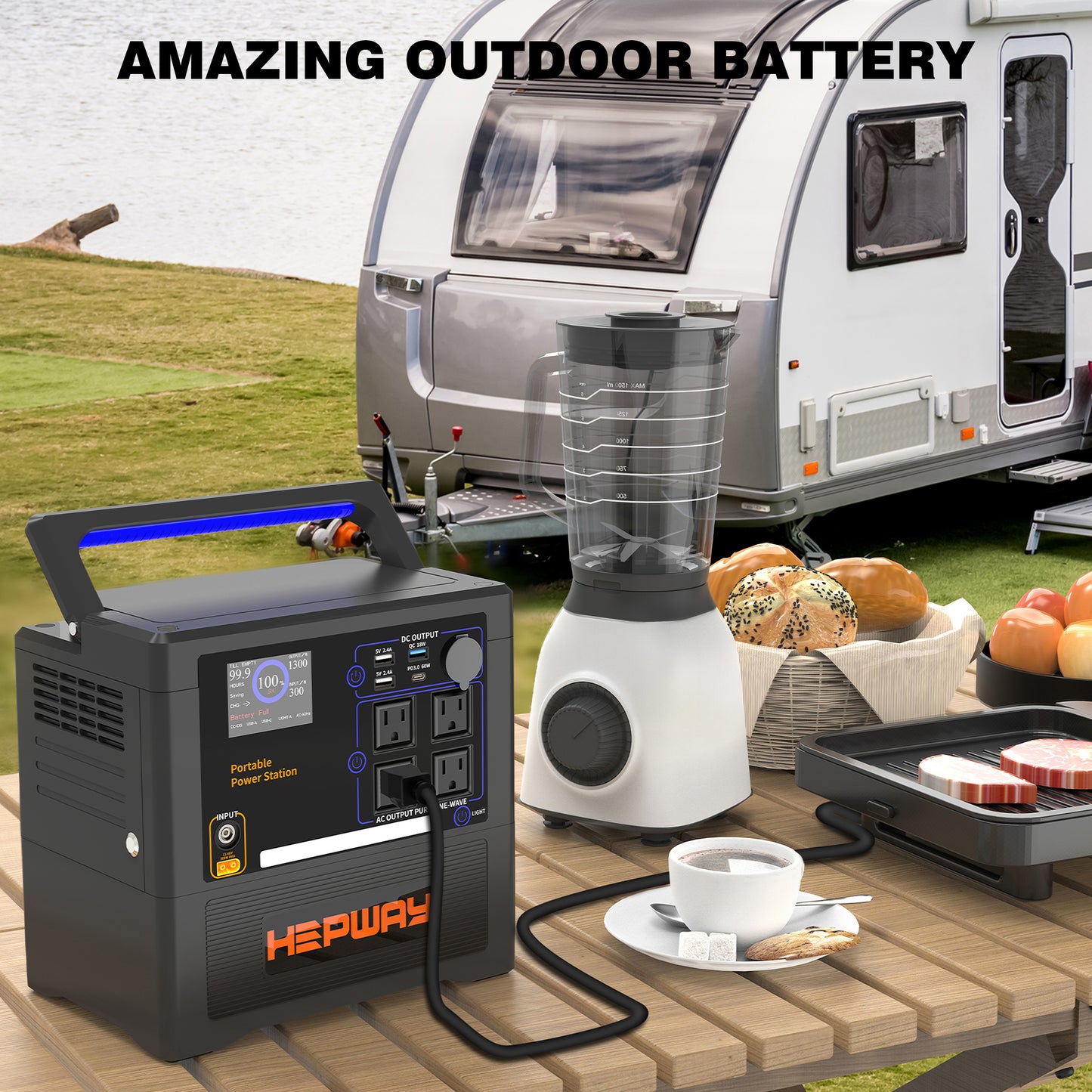 HEPWAY Euler P1300 Portable Power Station, 1300W 1154Wh Solar Generator(US Standard)
