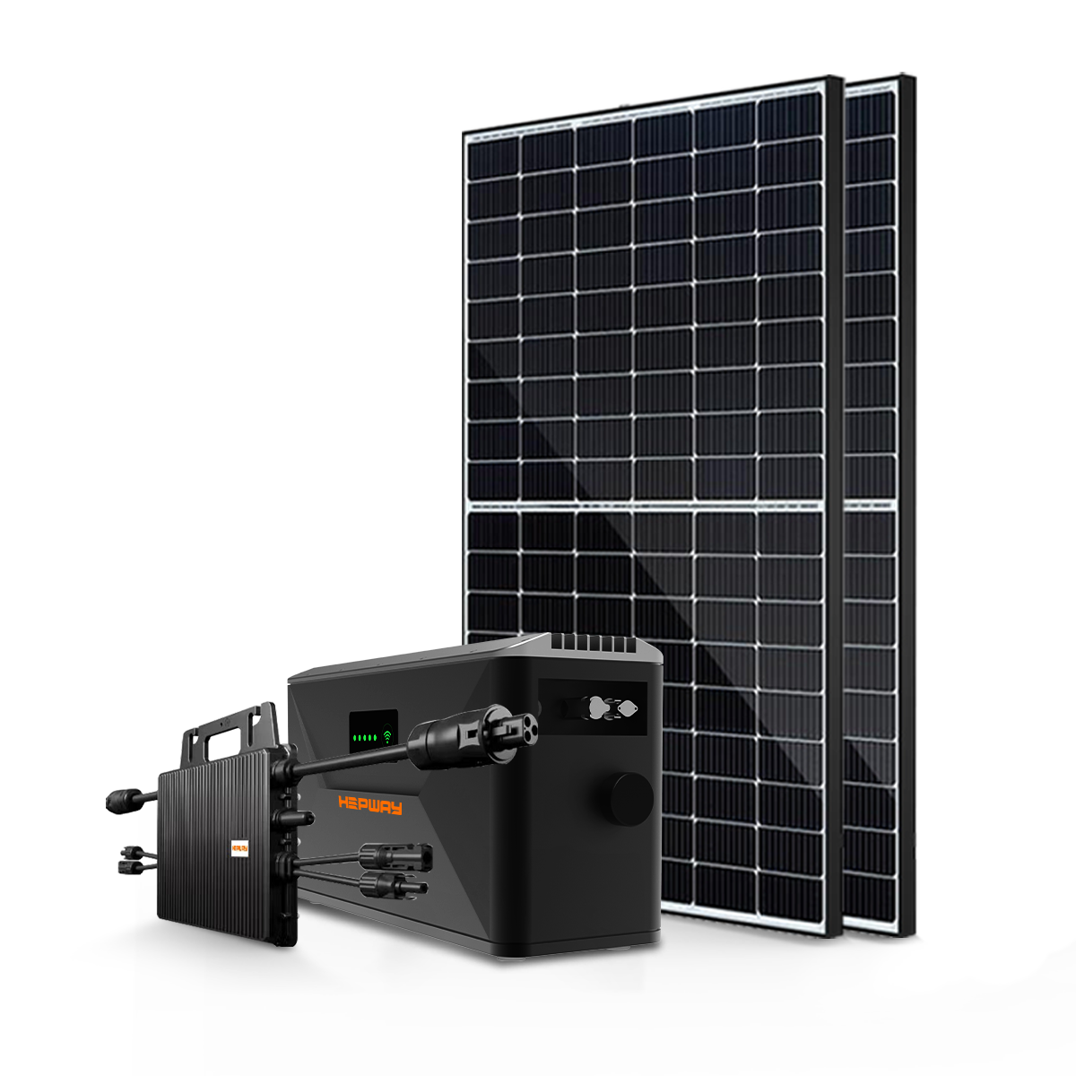 HEPWAY Balkon-Solarspeichersystem = Solarpanel 800 W + Energiespeicherbatterie (SF100) + Mikro-Wechselrichter 800 W 