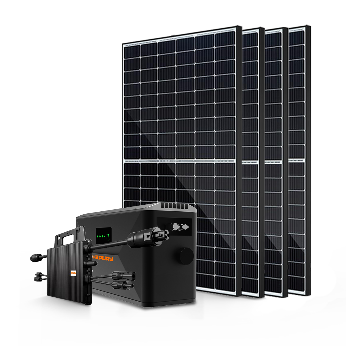 Système de stockage solaire pour balcon HEPWAY = panneau solaire 1600 W + batterie de stockage d'énergie (SF100D) + micro-onduleur 800 W 
