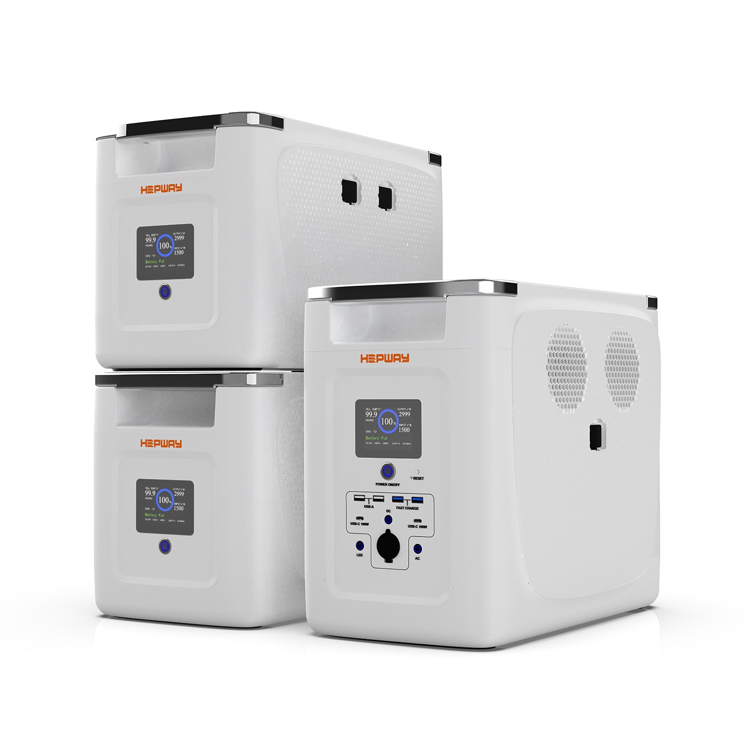 HEPWAY Portable Power Station With Smart Extra Battery (US Plug, Alpha 2000 & 1~3 PCS Alpha 2000X Included)