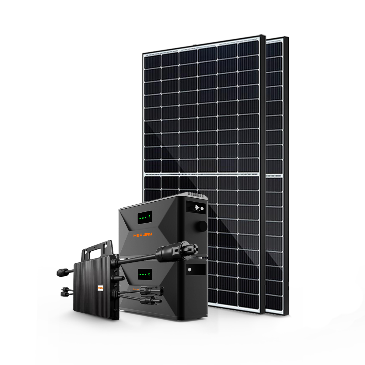 Système de stockage solaire pour balcon HEPWAY = panneau solaire 800 W + batterie de stockage d'énergie (SF100-E + SF100X) + micro-onduleur 800 W