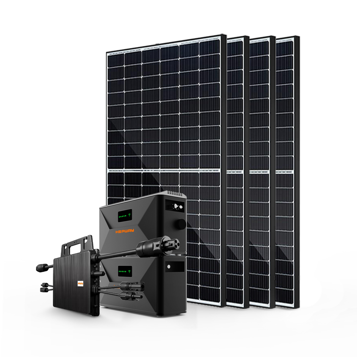 Système de stockage solaire pour balcon HEPWAY = panneau solaire 1600 W + batterie de stockage d'énergie (SF100D-E + SF100X) + micro-onduleur 800 W 