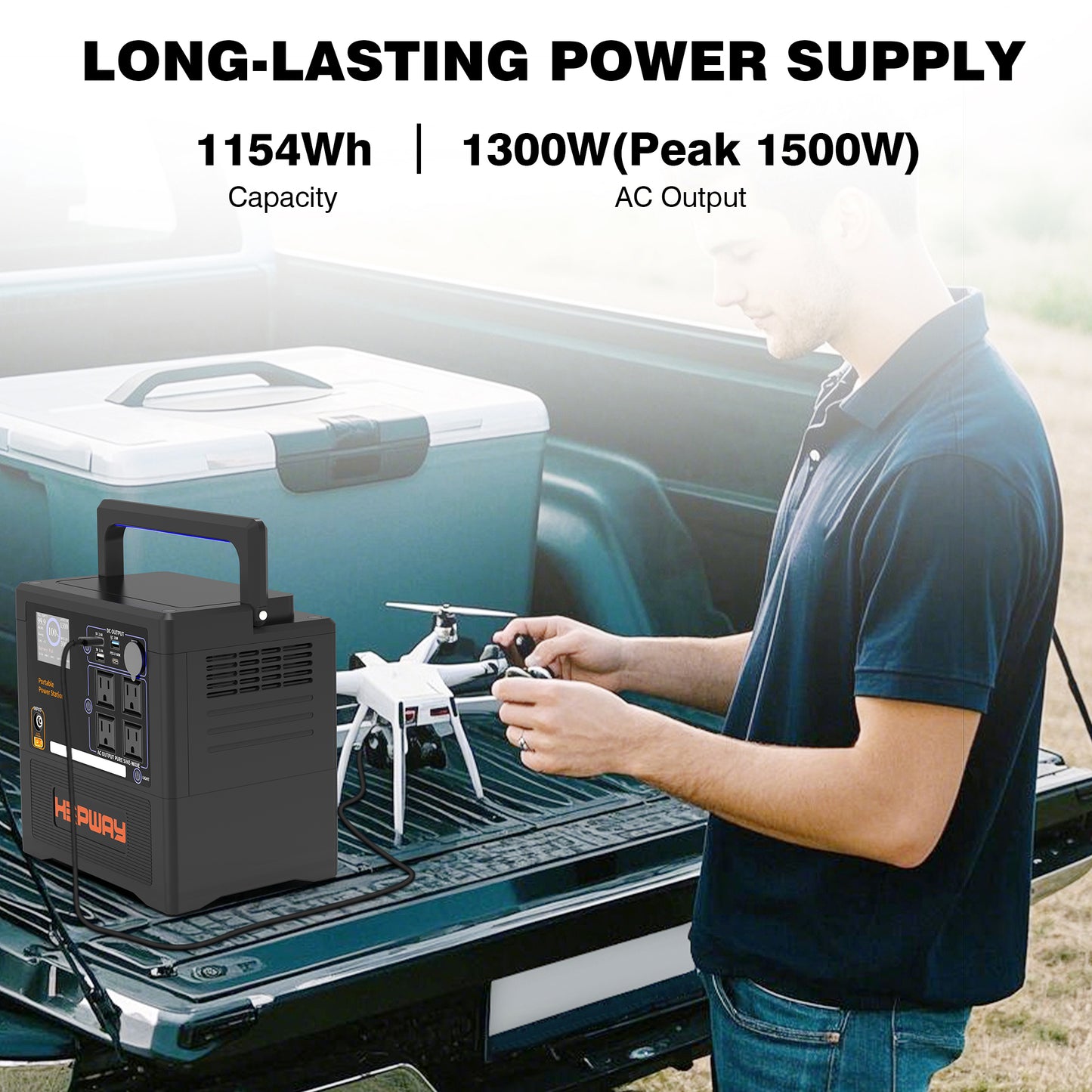 HEPWAY Euler P1300 Portable Power Station, 1300W 1154Wh Solar Generator(US Standard)