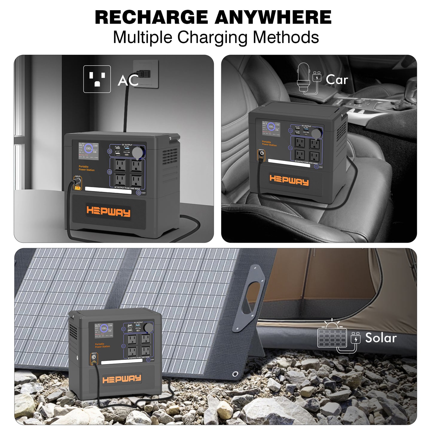 HEPWAY Euler P1300 Portable Power Station, 1300W 1154Wh Solar Generator(US Standard)