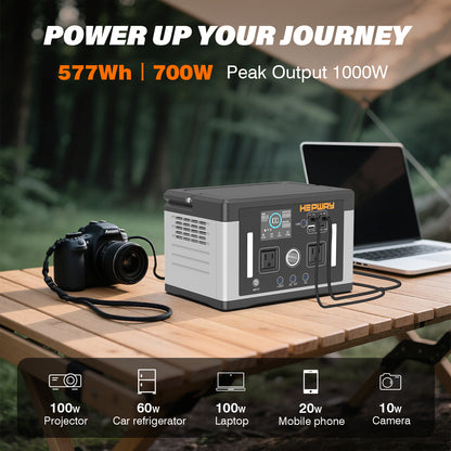 HEPWAY Euler P700 Portable Power Station, 700W 577Wh Solar Generator(US Standard)
