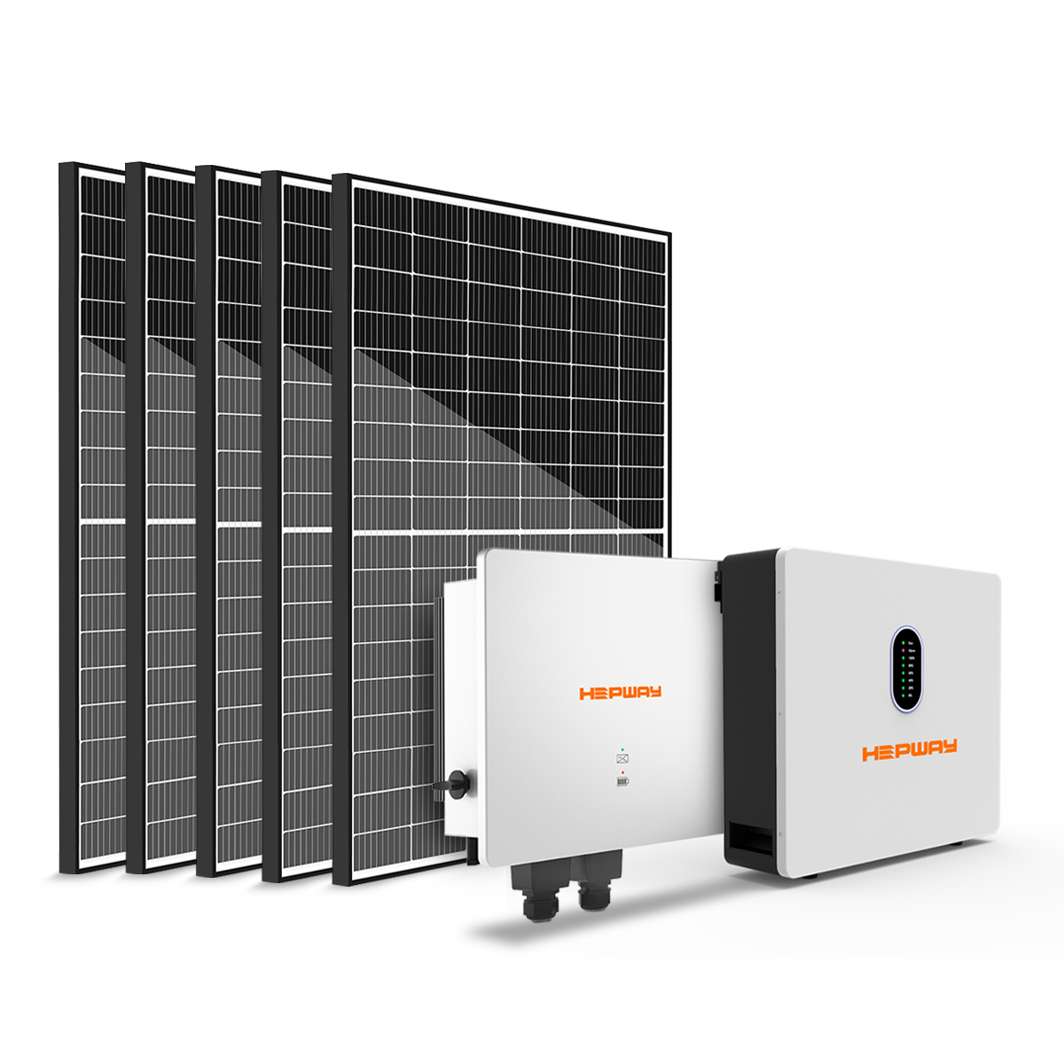 HEPWAY Home Energy Storage Speichersystem = 5000 W Hybrid-Wechselrichter + 5120 Wh Speicherbatterie + 2000 W Solarpanel